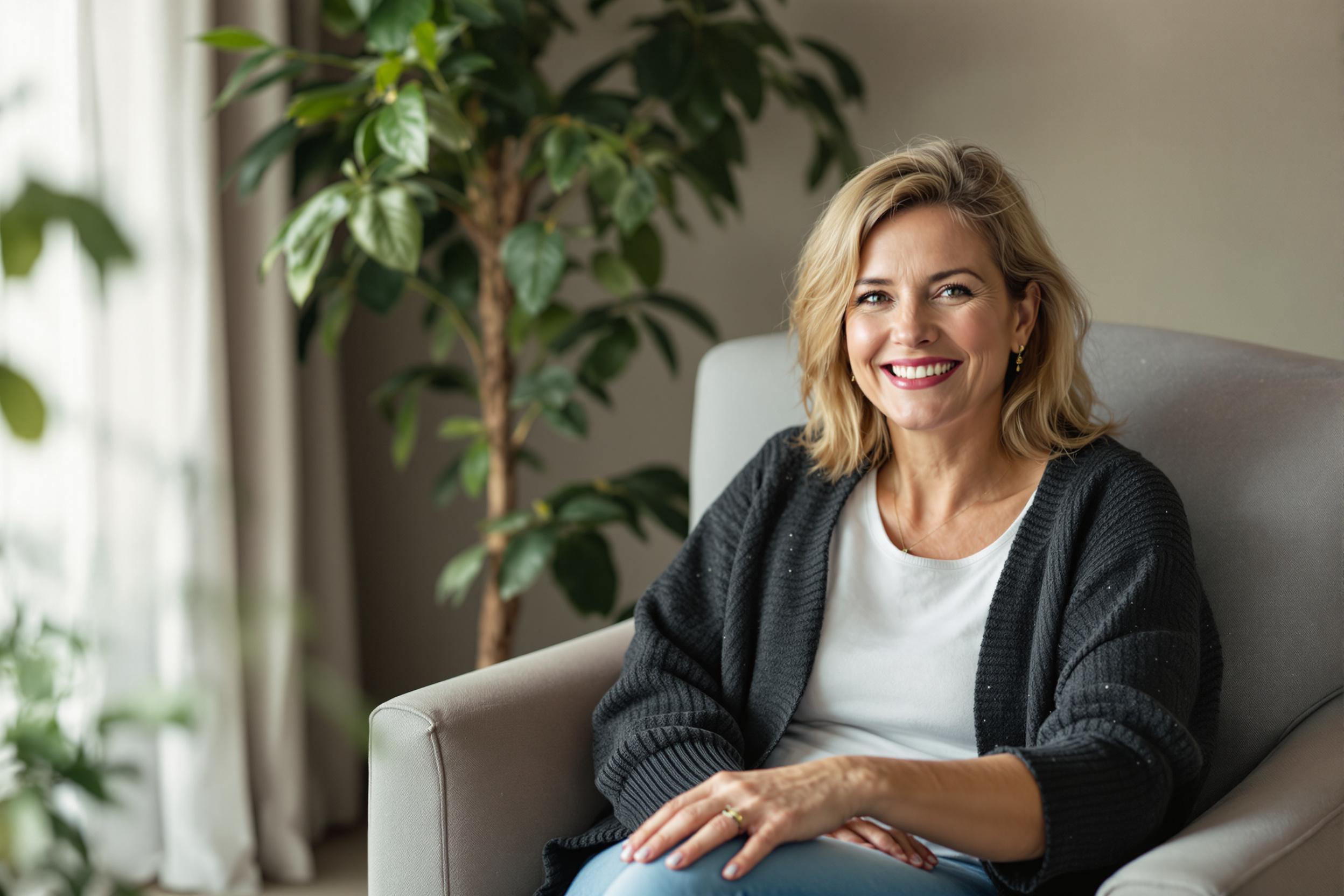 Happy property host smiling in a well-lit room